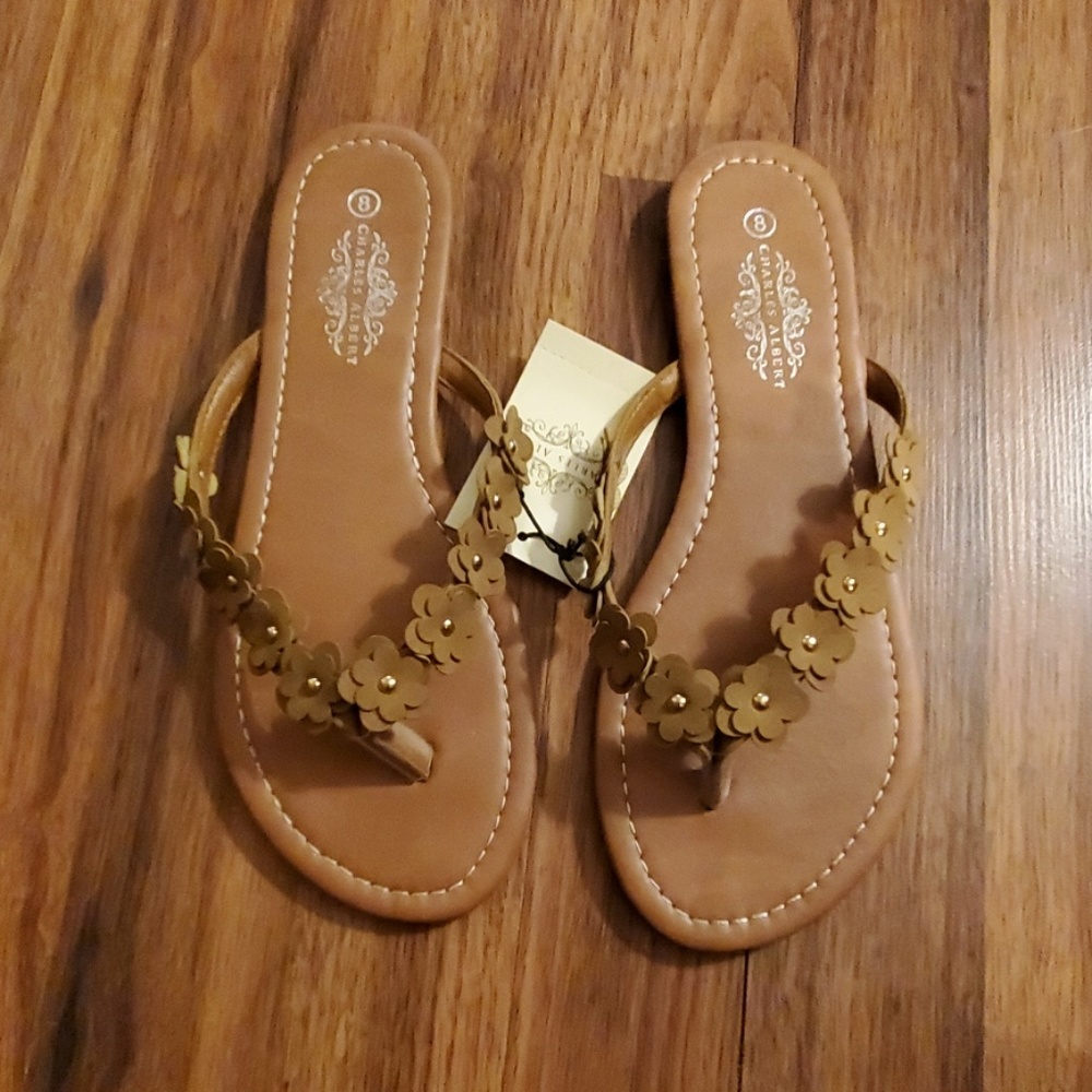 NWT Charles Albert sandals size 8 brown